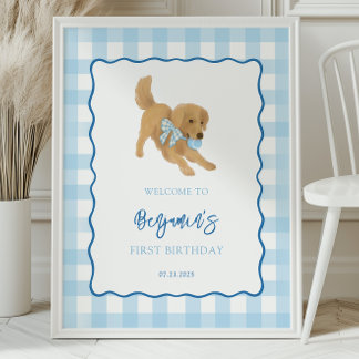 Golden Retriever Puppy Birthday Party Welcome Poster