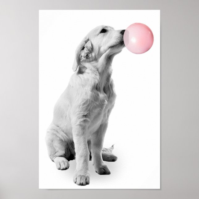 Golden Retriever Puppy Buble Kinderzimmer Child Poster (Vorne)