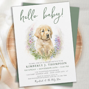 Golden Retriever Puppy Dog Moderne Kinderdusche Einladung