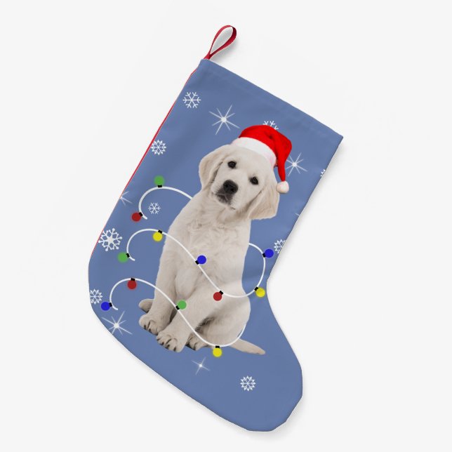 Golden Retriever Puppy Doliday Weihnachten Kleiner Weihnachtsstrumpf (Vorderansicht (hängend))