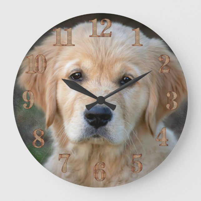 Golden Retriever Puppy Große Wanduhr (Vorderseite)