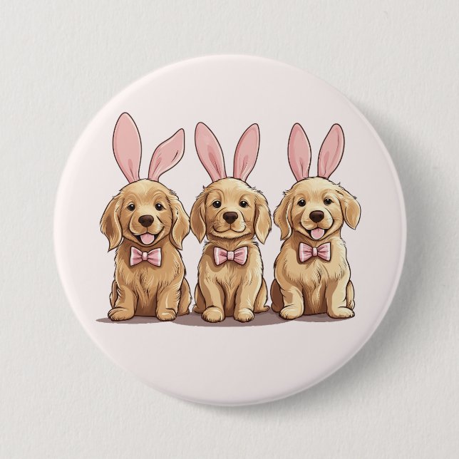 Golden Retriever Puppy Hunde Ostern Button (Vorderseite)