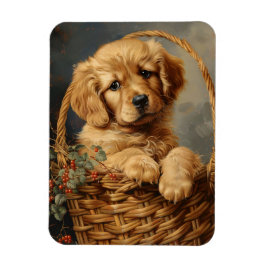 Golden Retriever Puppy in einem Körbchen flexibel Magnet