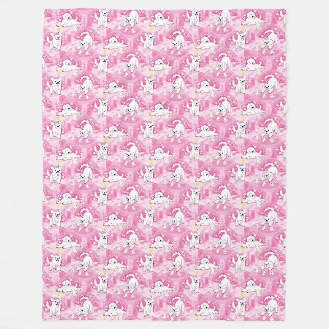 Golden Retriever Puppy in Pink Garden Fleecedecke (Vorderseite)