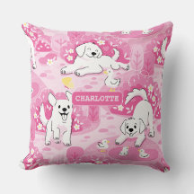 Golden Retriever Puppy in Pink Garden