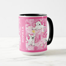 Golden Retriever Puppy in Pink Garden