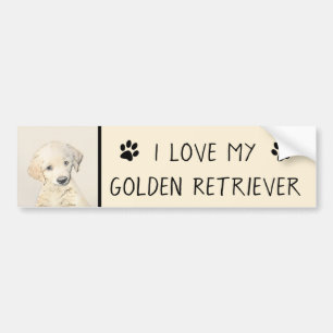 Golden Retriever Puppy Painting - Original Dog Art Autoaufkleber
