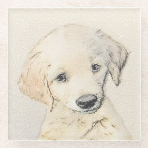 Golden Retriever Puppy Painting - Original Dog Art Glasuntersetzer