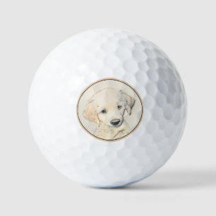 Golden Retriever Puppy Painting - Original Dog Art Golfball