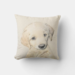 Golden Retriever Puppy Painting - Original Dog Art Kissen