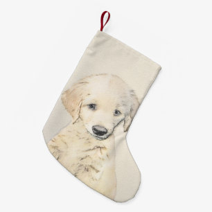 Golden Retriever Puppy Painting - Original Dog Art Kleiner Weihnachtsstrumpf