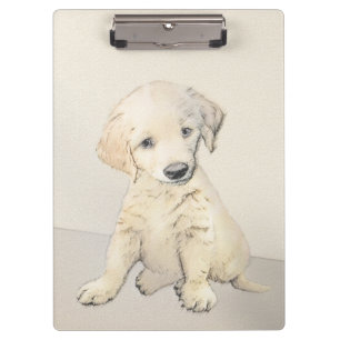 Golden Retriever Puppy Painting - Original Dog Art Klemmbrett