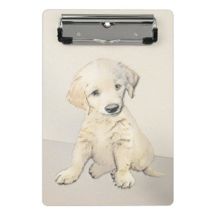 Golden Retriever Puppy Painting - Original Dog Art Mini Klemmbrett