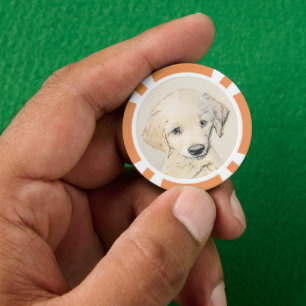 Golden Retriever Puppy Painting - Original Dog Art Pokerchips