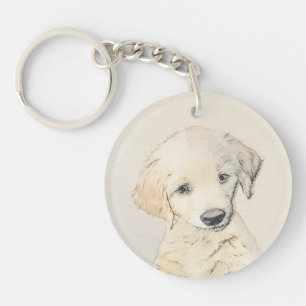 Golden Retriever Puppy Painting - Original Dog Art Schlüsselanhänger