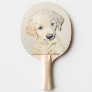 Golden Retriever Puppy Painting - Original Hundeku Tischtennis Schläger