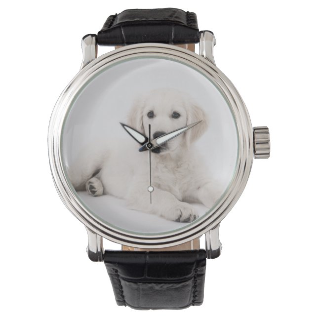 Golden Retriever Puppy Photo Armbanduhr (Vorderseite)