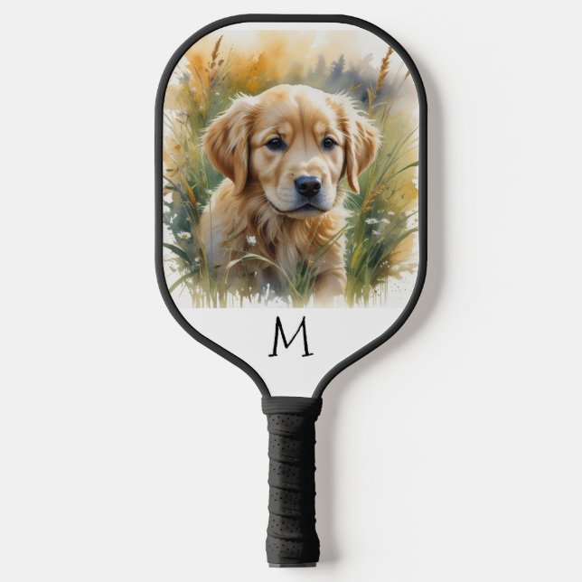 Golden Retriever Puppy Pickleball Schläger (Vorderseite)