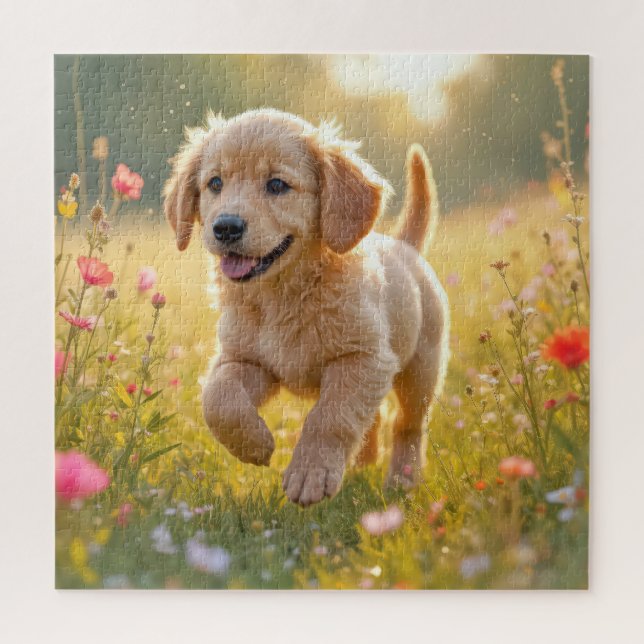 Golden Retriever Puppy Running In a Meadow (Vertikal)