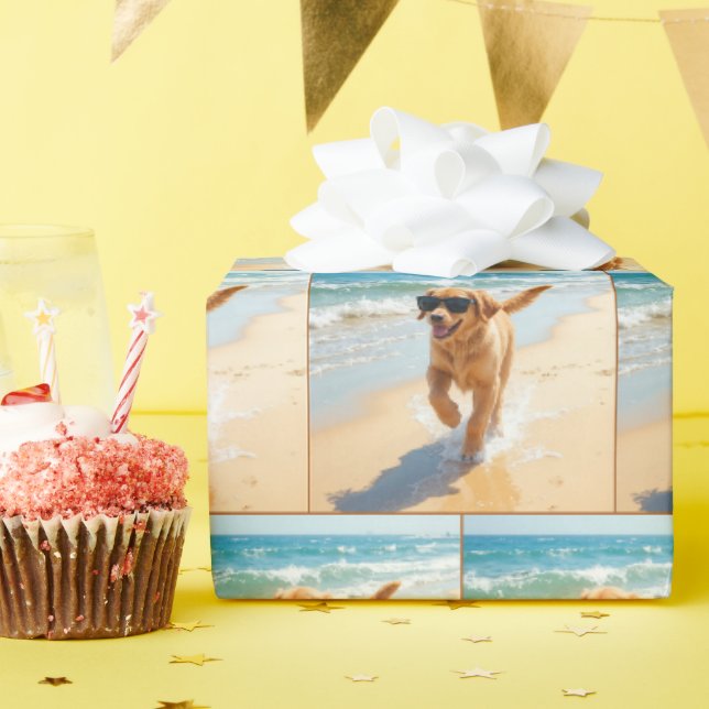Golden Retriever Puppy Walking the Beach Geschenkpapier (Geburtstagsparty)