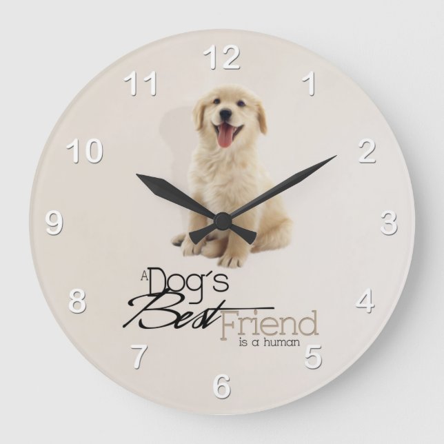 Golden Retriever Puppy Wall Clock Große Wanduhr (Vorderseite)