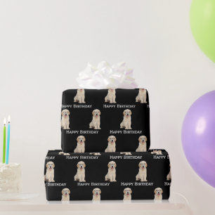Golden Retriever Puppy zum Geburtstag mit Brillenw Geschenkpapier