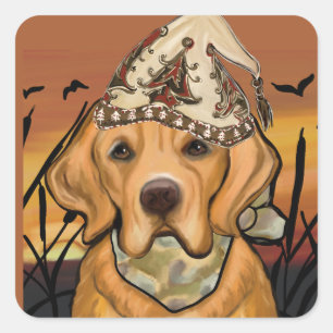 Golden Retriever Quadratischer Aufkleber