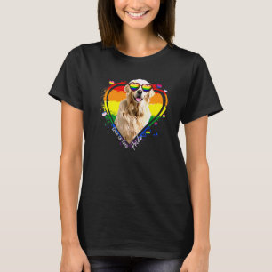 Golden Retriever Rainbow Heart Gay Pride Lgbt T-Sh T-Shirt