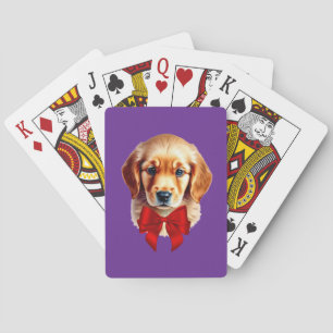 Golden Retriever Red Bow Spielkarten