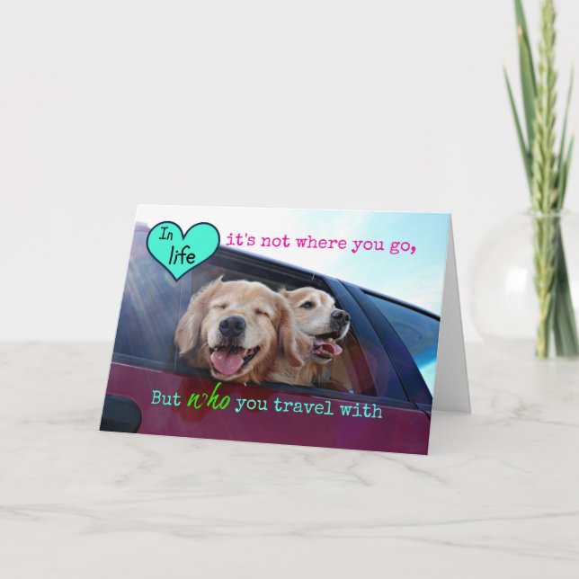 Golden Retriever Reisefreundschaft Feiertagskarte (Vorderseite)