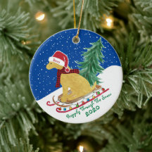 Golden Retriever Reiten Xmas Tree Schlitten