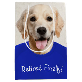 Golden Retriever Retirement Spaß Medium Gift Bag Mittlere Geschenktüte