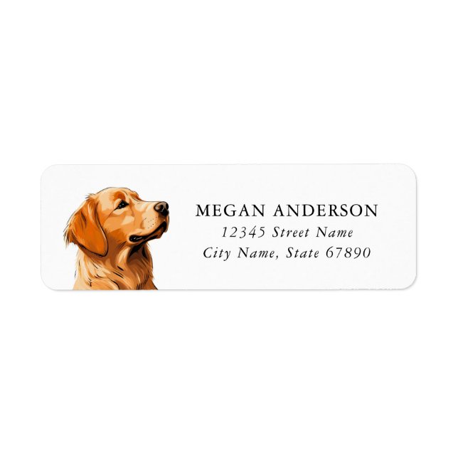 Golden Retriever Rücksendeadressen-Aufkleber (Vorne)