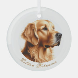 Golden Retriever Rund Ornament Aus Glas