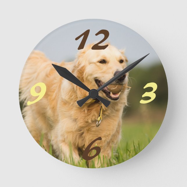 Golden Retriever Runde Wanduhr (Vorderseite)