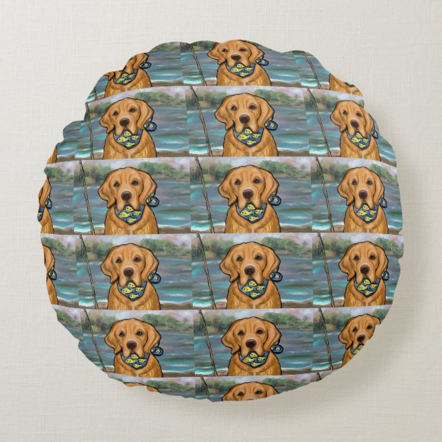 Golden Retriever Rundes Kissen (Vorderseite)