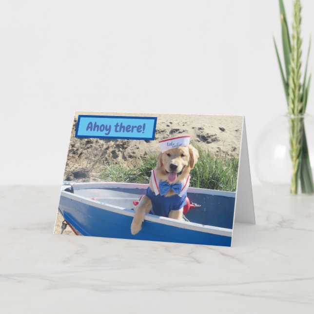 Golden Retriever Sailor Geburtstag Karte (Vorderseite)