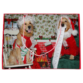 Golden retriever Sankt und Frau Klaus Große Geschenktüte