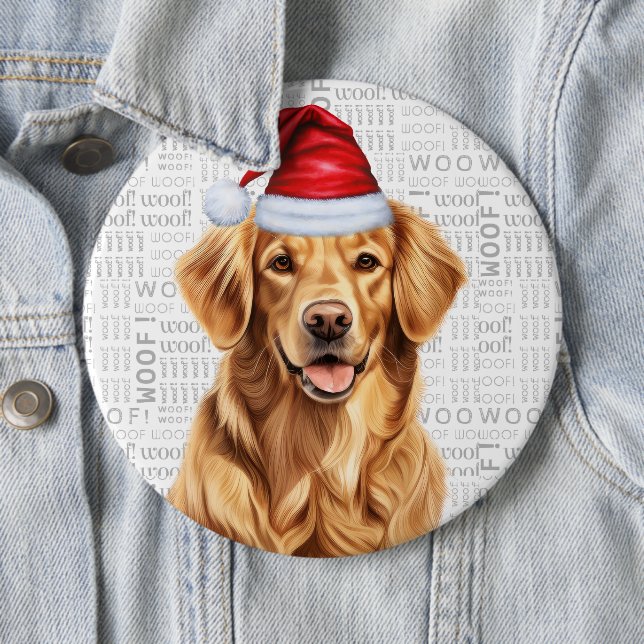 Golden Retriever Santa Dog Hintergrund Button (Beispiel)