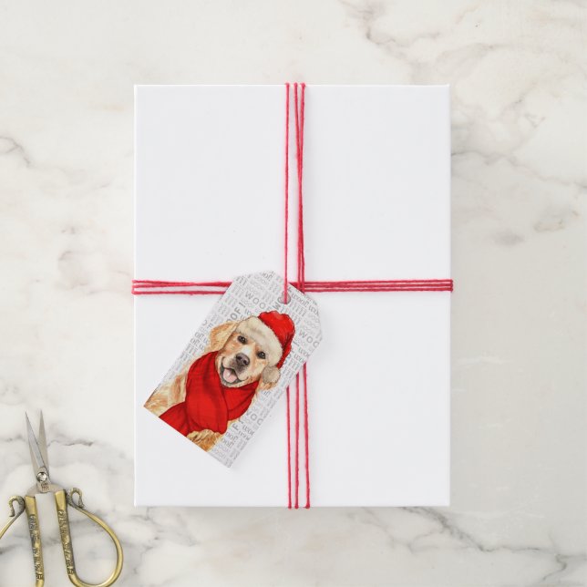 Golden Retriever Santa Dog Weihnachten Geschenkanhänger (Mit Garn)