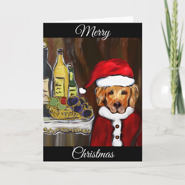GOLDEN RETRIEVER SANTA FEIERTAGSKARTE (Vorderseite)