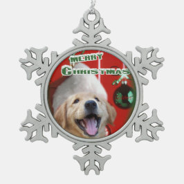 Golden Retriever Schneeflocken Zinn-Ornament