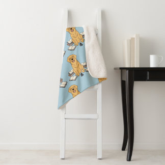 Golden Retriever Scholar Blue Aesthetic Pattern Sherpadecke