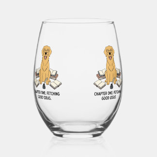 Golden Retriever Schriftsteller Buchliebhaber Tint Weinglas Ohne Stiel