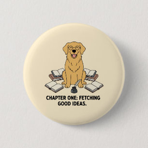 Golden Retriever Schriftsteller Süße Bücher Tinten Button