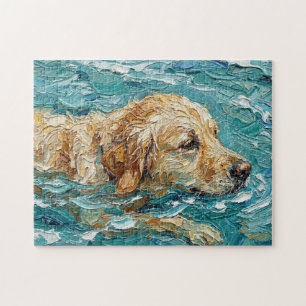 Golden Retriever Schwimmen I Türkisblaue Farbe