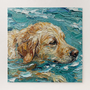 Golden Retriever Schwimmen I Türkisblaue Farbe