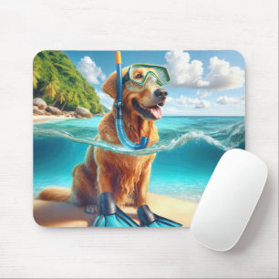 Golden Retriever Scuba Diver Mousepad