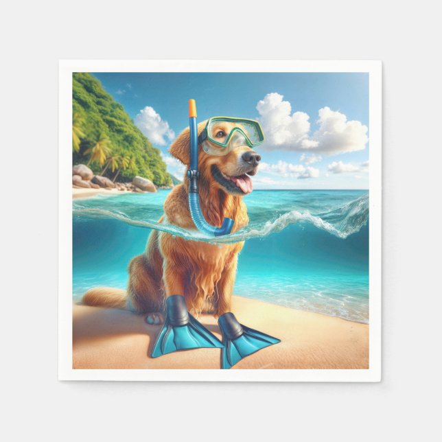 Golden Retriever Scuba Diver Serviette (Vorderseite)