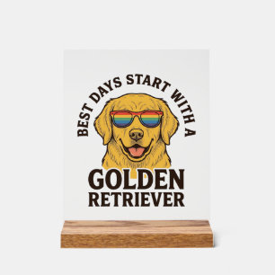Golden Retriever-Shirt mit Retro-Sonnenbrille Hund Acrylschild